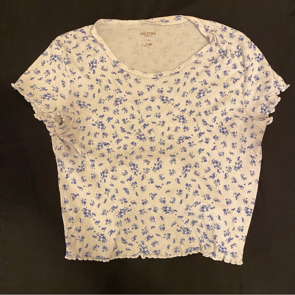 Arizona Jeans Lettuce Leaf Cropped Shirt